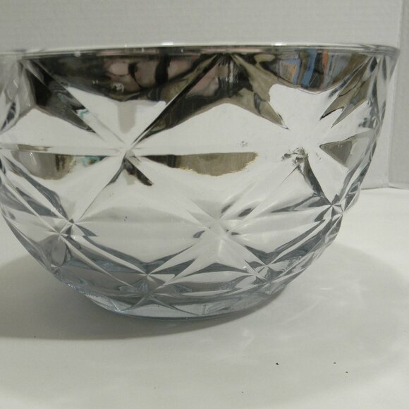 Decorative Mirrored Glass Bowl Holiday Silver 9" Diameter EUC Patterned Textured - Picture 2 of 5